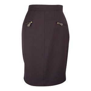 Hermes Vintage Skirt Zipper Pockets Brown fits 6